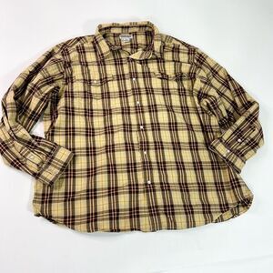 Carhartt Button-Up Shirt Mens Yellow 4XL Long Sleeve Snap-Front Maize Plaid